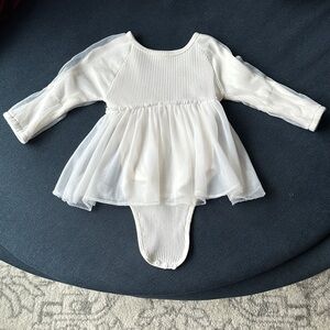 Chic White Kids Bodysuit with Tulle Skirt